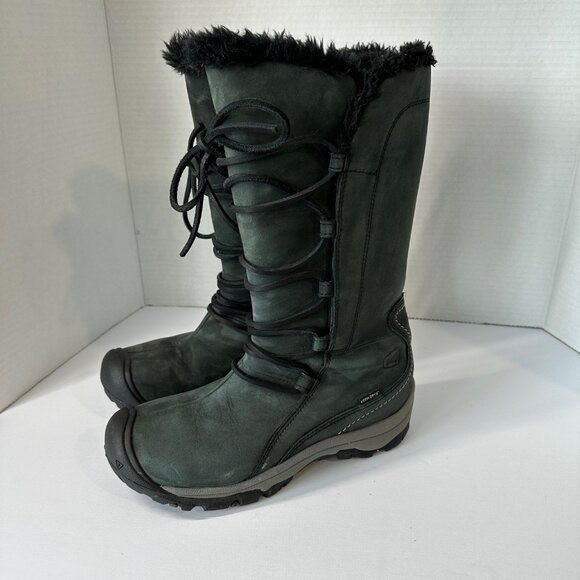 Keen Boots Womens 6.5 Black/Gray Tall Waterproof Insulated Suede Leather - Picture 3 of 9